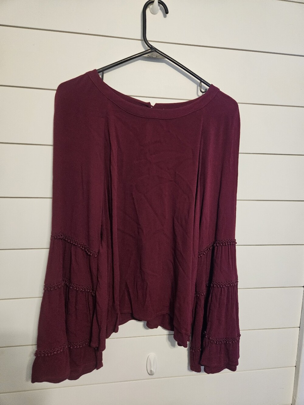 Altar'd State Women’s Bell Sleeve Top - Burgundy